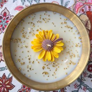 Single Sunflower Metal bowl candle Christmas Candle – Soy Wax with Fragrance Oil