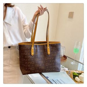 Totebag Wanita Klasik Import Tas Tote Kulit Sintetis Tas Bahu Huruf Retro Monogram Shoulder Bag Wanita 228642 2864