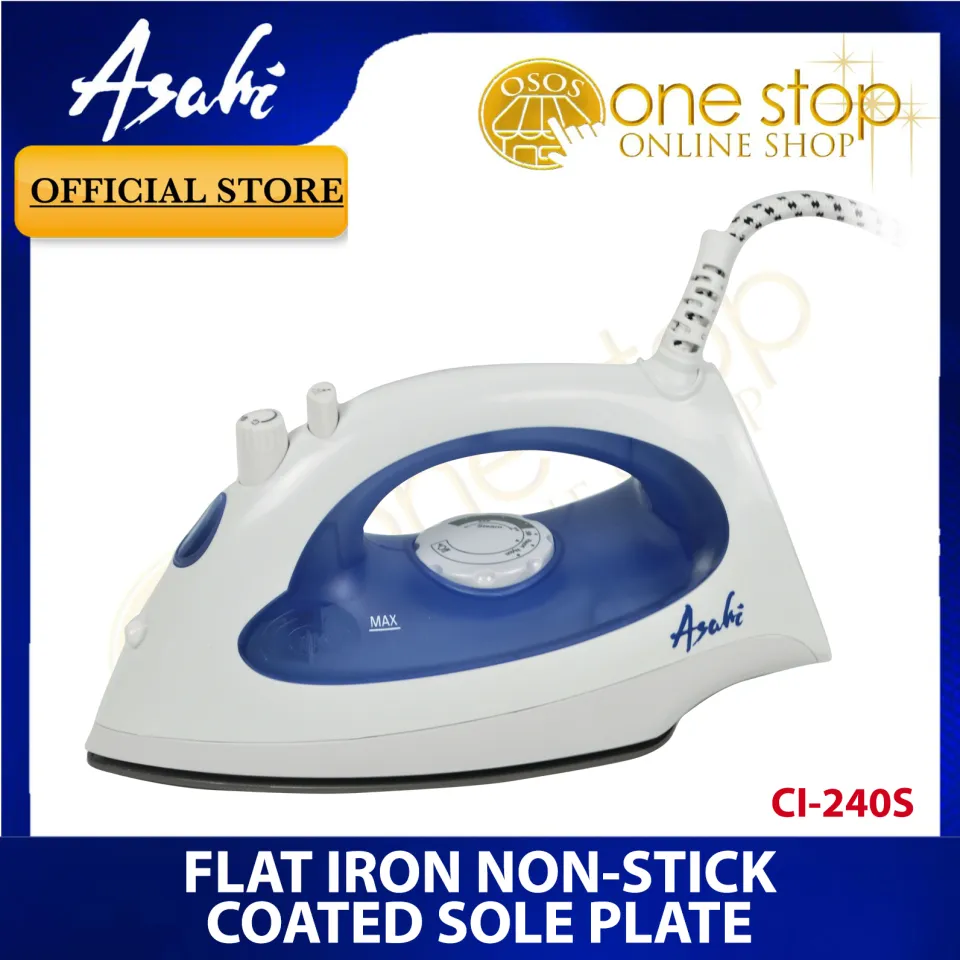 Asahi Original CI-240S Flat Iron Non-Stick coated sole plate with