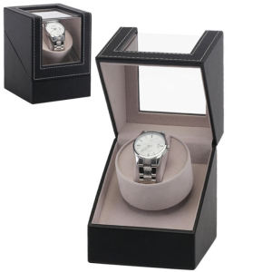 Single Automatic Rotation Watch Winder Machinery Watch Shaker Transducer Electric Shake Watch Automatic Watch Winder Shaking Watch Box Rotating Watch Box High-grade PU Leather Shake Watcher