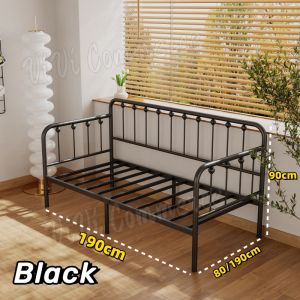 Sofa Bed Frame 100% Metal High Quality day bed For Dormitory Living Room Bedroom With Guardrail Crib Bed Without Foam