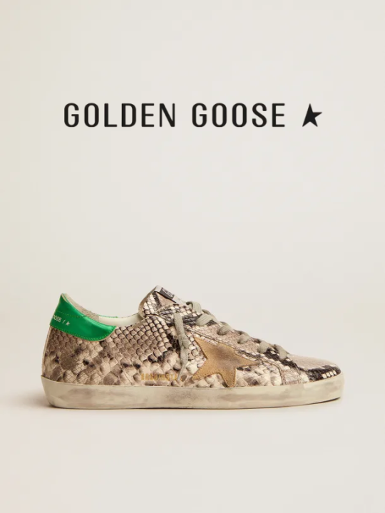 Original Golden Goose Super-Star LTD sneakers with snake-print leather upper  and green laminated leather heel tab | Lazada PH