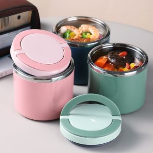 NIGHT PU Leak-Proof Vacuum Insulated Lunch Box Set Sealed Portable Breakfast Holder Reusable Large Capacity Soup Cup Men