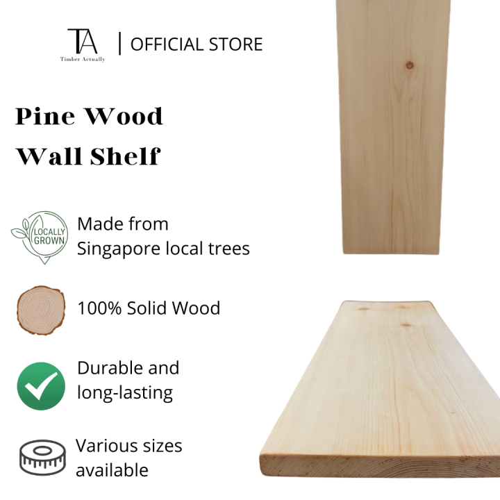 [SG STOCK] 35mm Pine Wall Shelf Floating Wood Wall Shelf Customise