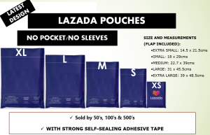 NO POCKET LAZ POUCH Set of 50100 & 500pcs XS Small Medium Large & XL Size | Printed Blue Shipping Pouches
