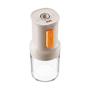 WAYNEG Glass Measuring Spice Container 350 ML Press Type Salt Container Seasoning Container Moisture-proof Seasoning Dispenser for Kitchen