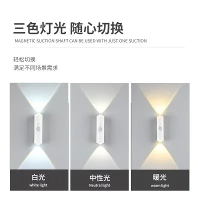 MLADEN โคมไฟติดผนัง อัจฉริยะ โคมไฟติดผนังเซ็นเซอร์ ที่ชาร์จแม่เหล็ก USB แบบชาร์จได้ ตาแมวสองสี