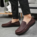 Hush Puppies Men's Shoes Leather Shoes Men Slip-Ons Loafers Plus Size 46 47. 
