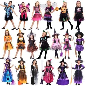 RF studio Halloween Kids Costume Girls Princess Dress Little Witch Dress Spider Bat Masquerade Dress