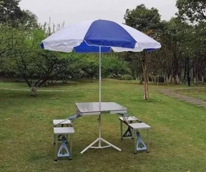 Aluminum Folding Picnic Table with 4 Seats Portable Camping Table with