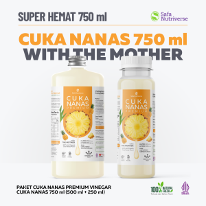 Cuka Nanas Premium Botol 750ml with Mother Asli Nanas Original atasi Diabetes Pineapple Cider