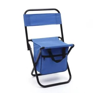 JULIA Wear-resistant Folding Camping Chair with Storage Box Strong Load-bearing Sports Beach Chairs Compact Crossbody Foldable Fishing Chair Outdoor