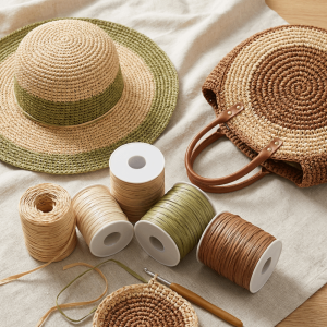 MKEB 120M Per Roll Raffia Thread Weaving Eco-Friendly Hook Hat Ribbon Premium Quality Durable Crochet Yarn DIY