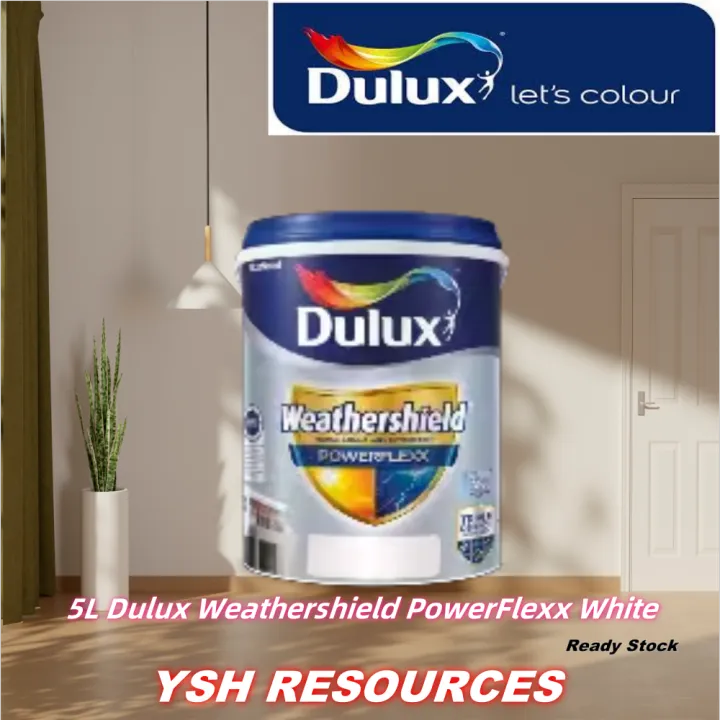 5L Dulux Weathershield PowerFlexx (WHITE) - Exterior Wall Paint / Cat ...