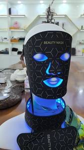 LED Silicone Light Therapy Mask and Neck Set 7 Color Photon Rejuvenation Device for Facial Skin Care