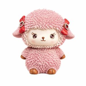 NCUMBE Delicate Sheep Year Figurine Cute Resin Craft New Year Ornaments Kawaii Home Decor Desk Decor Office Desk