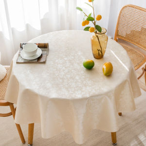 Round Table Cloth PVC Waterproof Oil Resistant Scratch Resistant Rose Jacquard Dining Table Cloth Desktop Decorative Cloth