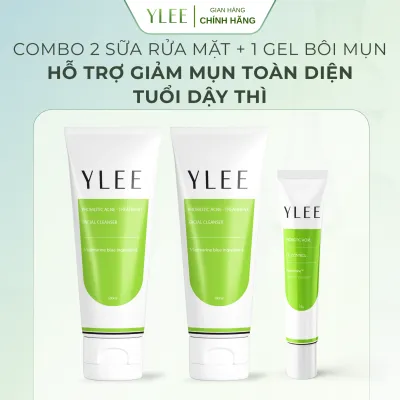 Combo 02 Sữa rửa mặt YLEE và 01 Gel giảm mụn YLEE cho da mụn tuổi dậy thì