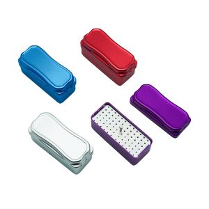 1PC 72-Hole Aluminum Sterilization Box Autoclavable Dental Needle Case (Purple/Silver/Red/Blue) for High/Low-Speed Burs