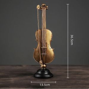 Sacesr Resin Handicrafts Golden Violin Saxophone Simulation Musical Instrument Sculpture Decorative Ornaments Home Decoration Q3P9R