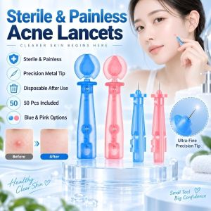 Antibacterial Disposable Acne Needle Painless Pimple Extractor Blackhead Remover Comedone Extractor Tool Face Nose Chin Skincare