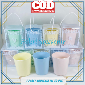 Souvenir Pernikahan Ulang Tahun dan Khitanan Gelas Plastik Kemasan Mika isi 30PCS