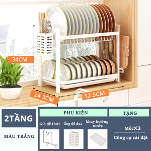 Lifinity 42/55cm Kệ Bát Đĩa Đa Năng-Kệ Bếp Có Khay Hứng Nước Dung Lượng Lớn và Dễ Lắp Đặt