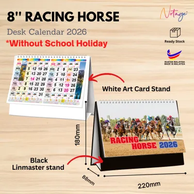 Year 2026 Horse Table Calendar Desktop Flip State School Public Holiday Malaysia Kalendar Kuda Racing Horse 跑马日历