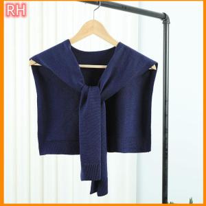 🔥🔥🔥ranghe Korean Knitted Shawl Air-conditioned Room Female Blouse Shoulders Collar Cape Knotted Scarf Solid Color Neck Guard Scarve