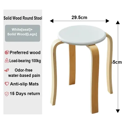 Kerusi Kayu Imitation Solid Wood Round Stool Dining Room Chair Storage Stackable Bangku Makan Bulat Restaurant Cafe Chair 凳子/圆凳