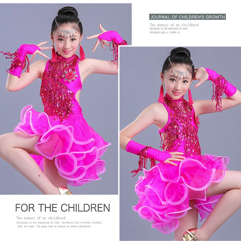 Cô gái váy khiêu vũ Latin váy khiêu vũ trẻ em quy định thi cô gái mùa hè  thực hành quần áo trang phục trẻ em - Trang phục | Tàu Tốc