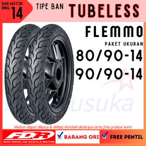 FDR Paket Ban Flemmo 80/90-14 & 90/90-14 Tubeless TL Ban Motor Metic Free Pentil