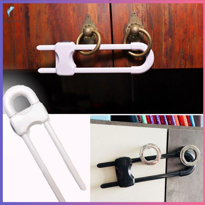 Bennettgc Plastic Wardrobe Door Multi-function U-shape Safety Lock 