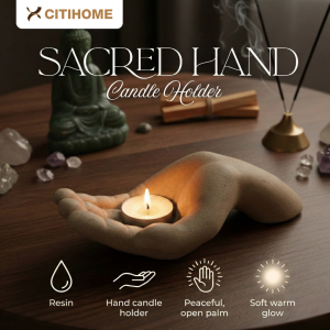 Tempat Lilin Sand Stone Bentuk Tangan Candle Holder Dekorasi Meditasi Zen Estetik