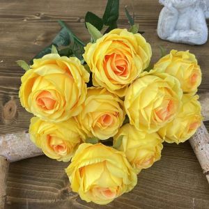 CANICECA Mini Real Happy Flower 9 Heads Photography Photo Gift Natural Silk Rose Flowers High Quality 10 Colors Crystal Grass Bouquet Home Decorative