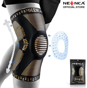 NEENCA Copper Knee Brace Professional Knee Support with Patella Gel Pad & Side StabilizersCompression Sleeves for Knee Pain Sports Workout Arthritis ACL Joint Pain Relief - Single Pack