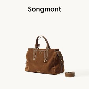 Songmont[ Lý Na ] Túi công sở du lịch dòng Xun Zhi da bò thuộc thảo mộc màu đen nhẹ và tiện lợi
