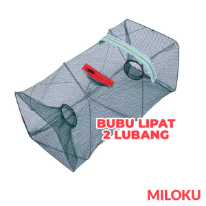 Miloku Bubu Perangkap Ikan Lipat 2 Lubang Kotak Jebakan Alat Pancing Jaring Jala Prangkap Udang Kepiting Sungai Danau Laut Fish Trap Net