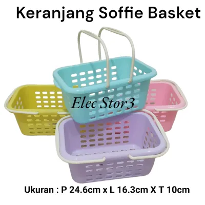 Keranjang Soffie Basket/Keranjang Barang Belanja/Keranjang Pegangan Penyimpanan Kamar Mandi Tempat Buah Sayur Bahan Plastik Elec stor3