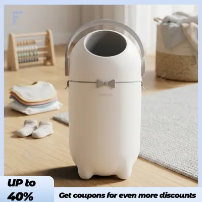 Flameer White Diaper Pail Dome-Top Trash Can with Lid Modern Odor-Sealing Bin Contemporary for Parents Living Room