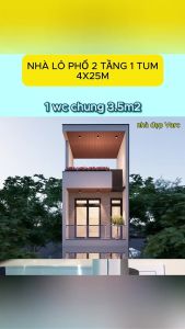 4x25m Bản Vẽ Thiết Kế Nhà Lô Phố 2 Tầng 1 Tum Đẹp Đẳng Cấp. In Giấy A3 ảnh 3D màu Kiến Trúc Kết Cấu Điện Nước.