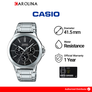 Jam Tangan Pria Casio General MTP-V300D-1A Analog Black Dial Stainless Steel Band