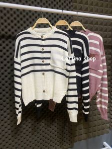 jaket rajut zipper motif garis sweater turtleneck wanita terbaru natasha jaket viral low price
