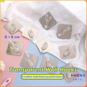 Amoki Transparent Wall Hooks Hangers Self Adhesive Door Wall Hangers 6*6cm Kitchen Bathroom Organizer Holder