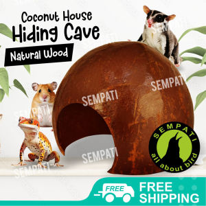 SEMPATI Sarang Hamster Batok Kelapa Coconut Natural Hiding Cave Sarang Rumah Mainan Hamster Sugar Glider Gecko Sarang Burung Lovebird Parkit GLHMS