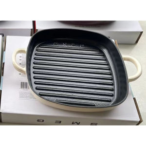 🔥SMEG 26cm un-coated non stick frying pan cast iron enamel pan square double ear steak frying pan