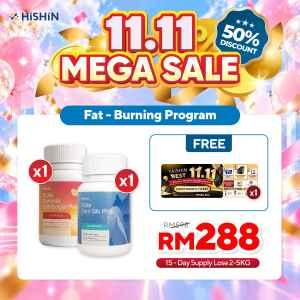 【OFFICIAL】Hishin XLite Plus 早燃晚排 Fat-Burning & Detox Capsules – Kawalan Lemak & Detoks Semulajadi