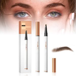 2024 New Eyebrow Pencil with 4 Fork Tip Microblading Eyebrow Makeup Magic Pencil 3D Eye Brow Makeup Long-Lasting Waterproof (Black)