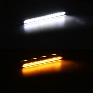 ANMINGPU 1pair Universal LED DRL Sequential Turn Signal Yellow Bright White DRL LED Daytime Running Light for Car Headlights 12V