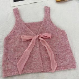 Ielgy phong cách Hàn Quốc ren-up Áo vest đan cho phụ nữ thời trang và linh hoạt Tops